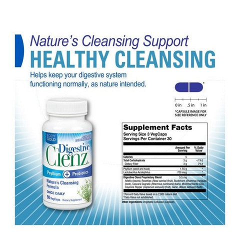 Body Gold, Digestive Clenz Psyllium And Probiotics, 90 Count Body Gold