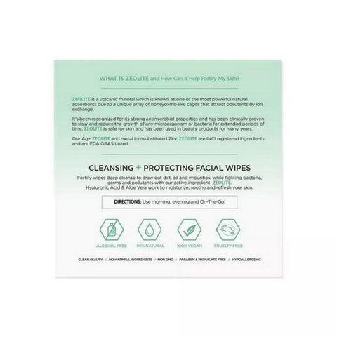 Fortify, Natural Bacteria Fighting Skincare Cleansing And Protecting Facial Wipes, 30 Count