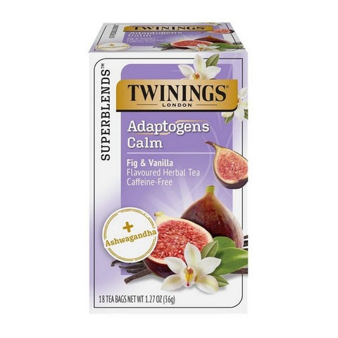 Twinings Tea, Adaptogens Calm Herbal Tea Fig And Vanilla Caffeine Free, 18 Bags(Case Of 6)