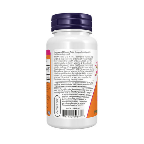 Now Foods, Mega D-3 & MK-7 5000 IU, 180 mcg, 120 Caps