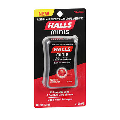 Halls, Minis Menthol Cough Suppressant & Oral Anesthetic Sugar Free, 24 Drops