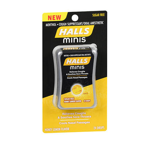Halls, Minis Menthol Cough Suppressant & Oral Anesthetic, 24 Drops