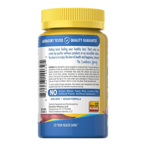 Sundance, Vitamins Melatonin Vegan Gummies Natural Mixed Berry Flavor, 5 Mg, 60 Gummies