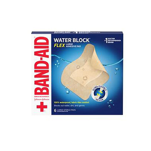 Band-Aid, Water Block Flex Large Adhesive Pad, 6 Count