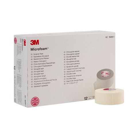3M, Microfoam Foam / Acrylic Adhesive Medical Tape 1 Inch x 5-1/2 Yard White, 1 Roll