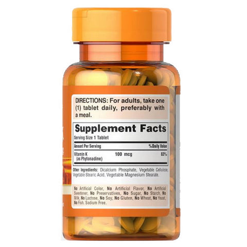 Puritan's Pride, Vitamin K 100 mcg, 100 Tablets