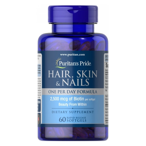 Puritan's Pride, Hair, Skin & Nails One Per Day Formula, 60 Softgels