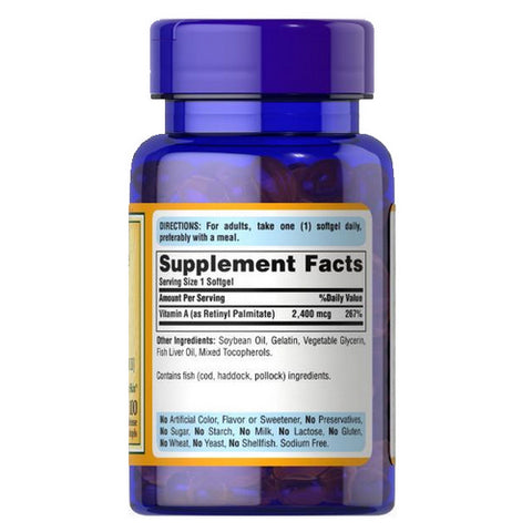 Puritan's Pride, Vitamin A 8,000 IU (2,400 mcg), 100 Rapid Release Softgels