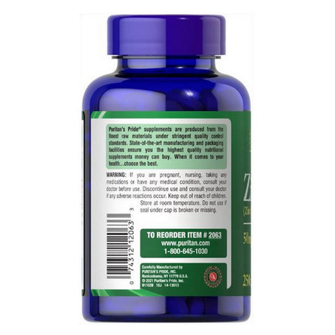 Puritan's Pride, Zinc, 50 mg, 250 Caplets