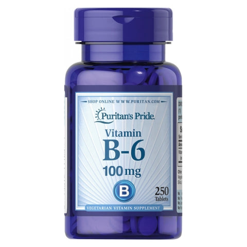 Puritan's Pride, Vitamin B-6 (Pyridoxine Hydrochloride), 100 mg, 250 Tablets