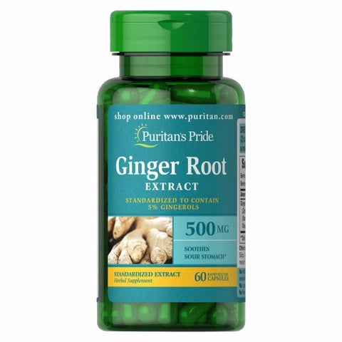 Puritan's Pride, Ginger Root Standardized Extract, 500 mg, 60 Capsules