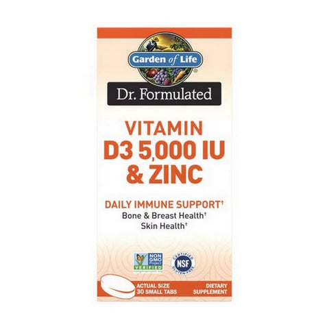 Garden of Life, Dr. Formulated Vitamin D3 and Zinc, 5000 IU, 30 Tabs