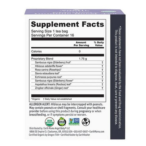 Earth Mama Angel Baby, Organic Elderberry Immune Tea, 16 Bags