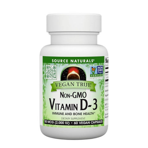 Source Naturals, Vegan True Non-GMO Vitamin D-3, 2,000 IU, 60 VegCaps