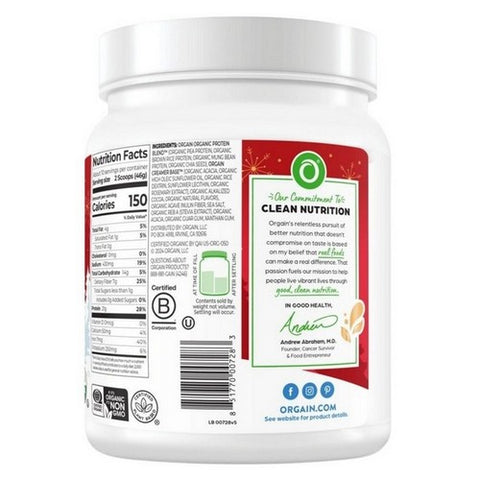 Orgain, Organic Plant Based Protein Powder, Peppermint Hot Cocoa 1.02 Lb