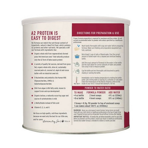 Serenity Kids, Grass Fed A2 Whole Milk Toddler Formula, 21 Oz