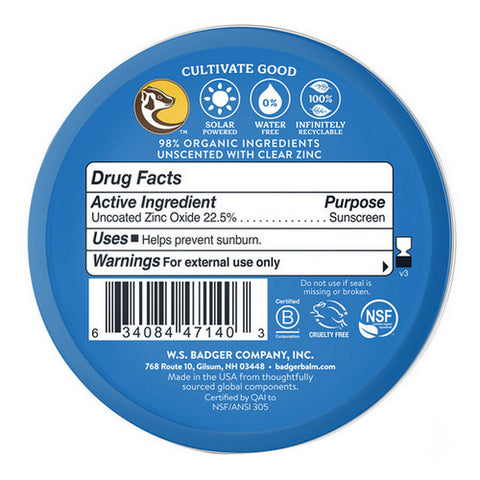 Badger Balm, SPF 40 Sport Mineral Sunscreen Cream, 2.4 Oz