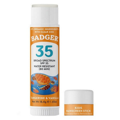 Badger Balm, SPF 35 Kids Mineral Sunscreen Face Stick, .65 Oz