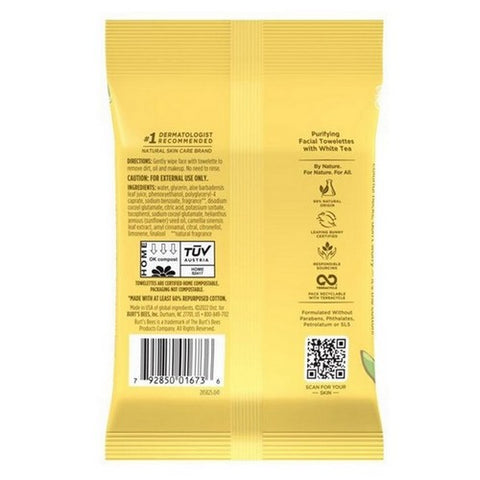 Burts Bees, Facial Cleansing Towelettes with White Tea Extract, 10 Count