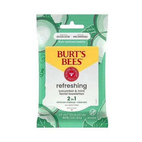 Burts Bees, Cucumber And Sage Facial Cleansing Towelettes, 10 Count
