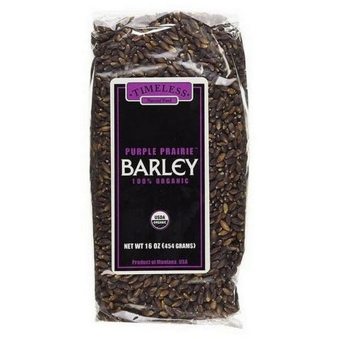 Timeless Natural Foods, Organic Heirloom Semi Pearled Purple Prairie Barley, 16 Oz