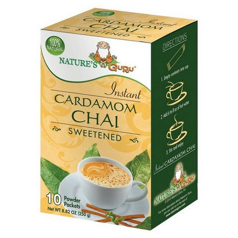 NatureÃ¢â‚¬â„¢s Guru, Cardamom Chai Sweetened Instant Chai, 10 Count