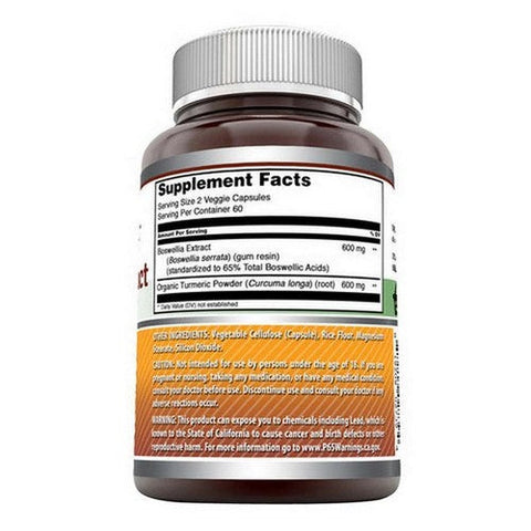 Amazing Nutrition, Amazing Formulas Boswellia Extract With Turmeric, 1200 Mg, 120 Veg Caps Amazing Nutrition