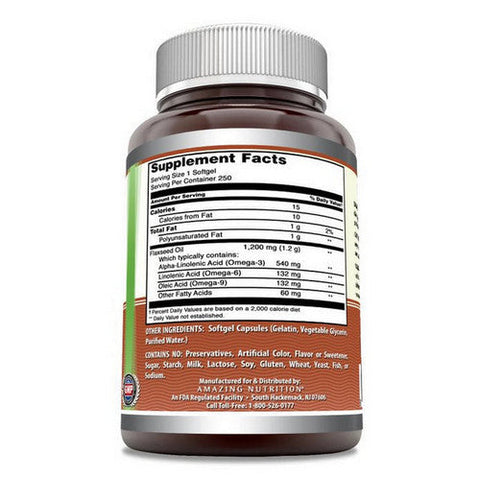 Amazing Nutrition, Amazing Omega Flaxseed Oil, 1200 mg, 250 Softgels Amazing Nutrition