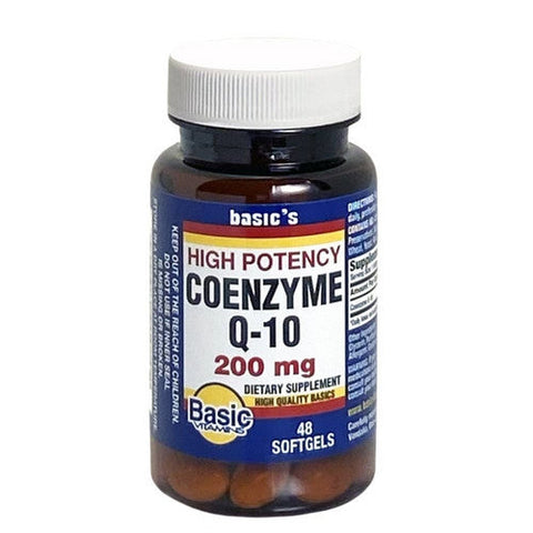 Basic Vitamins, Coenzyme Q-10 Softgels, 200 Mg, 48 Caps Basic Vitamins
