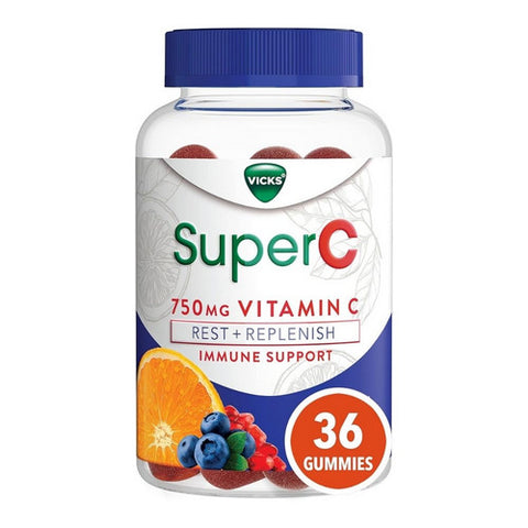 Vicks, Super C Rest Plus Replenish, 750 Mg, 36 Each