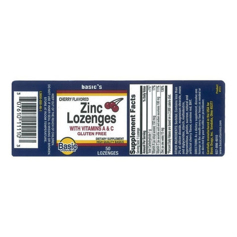 Basic Vitamins, Zinc Lozenges With Vitamins A And C, 50 Each