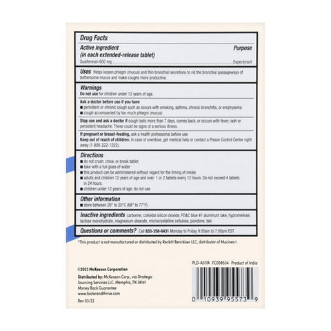 Foster And Thrive, Mucus Relief Guaifenesin Extended, 600 Mg, 20 Tabs