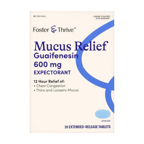 Foster And Thrive, Mucus Relief Guaifenesin Extended, 600 Mg, 20 Tabs