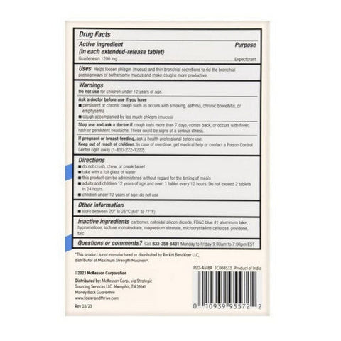 Foster And Thrive, Maximum Strength Mucus Relief Guaifenesin, 1200 Mg, 14 Tabs Foster And Thrive