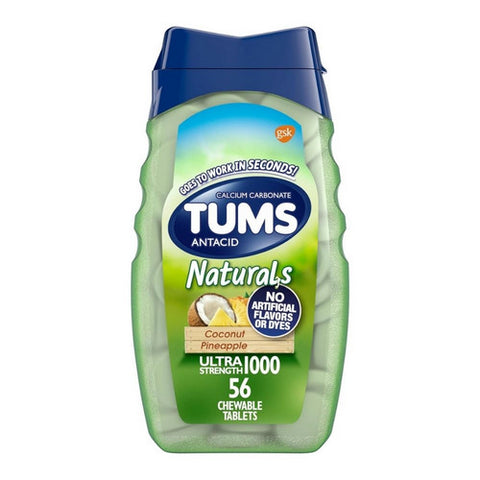 Tums, Naturals Antacid Ultra Strength 1000 Coconut Pineapple, 56 Tabs