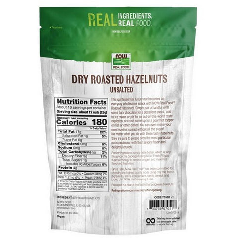 Now Foods, Hazelnuts Dry Roasted And Unsalted, 16 Oz