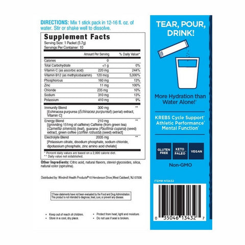 Vitamin Hydrate, Vitamin Hydrate Electrolyte Drink Mix Blue Raspberry, 2 Oz