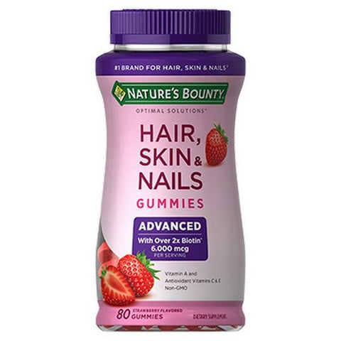Nature's Bounty, Hair Skin And Nails Gummies Strawberry, 80 Count