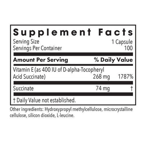 Nutricology/ Allergy Research Group, Vitamin E Succinate, 100 Veg Caps Nutricology/ Allergy Research Group