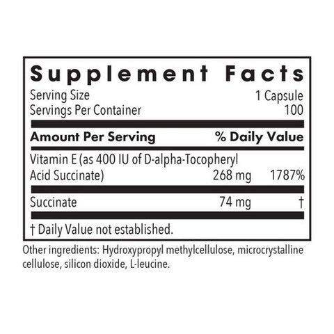Nutricology/ Allergy Research Group, Vitamin E Succinate, 100 Veg Caps