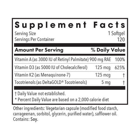 Nutricology/ Allergy Research Group, Vitamin D3 Complete 5000 High Potency D With A And K2, 120 SoftGels