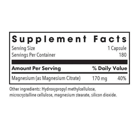 Nutricology/ Allergy Research Group, Magnesium Citrate, 180 Veg Caps Nutricology/ Allergy Research Group