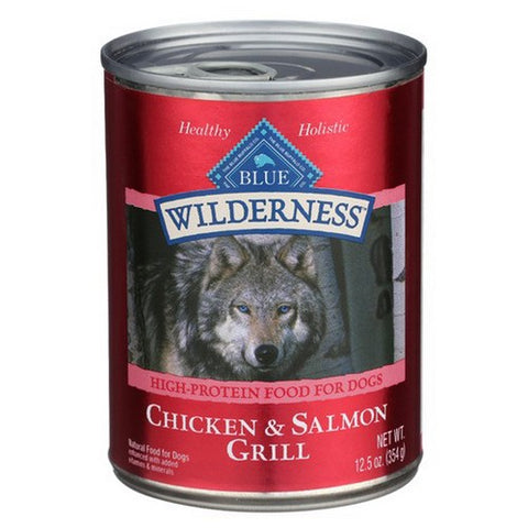 Blue Buffalo, Wilderness High Protein Natural Adult Wet Dog Food with Salmon & Chicken Grill, 12.5 Oz (Case Of 12)