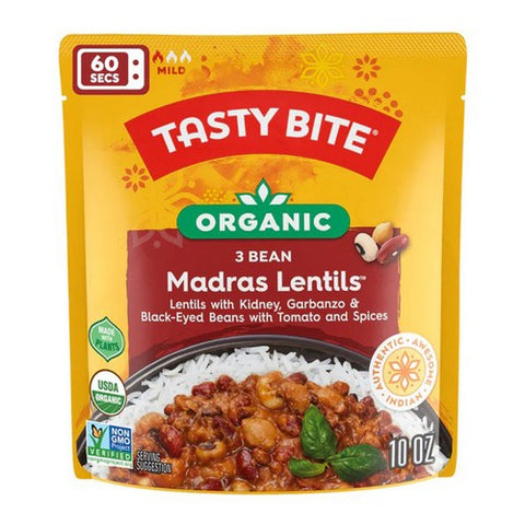 Tasty Bite, Organic Madras Lentils 3 Bean, 10 Oz (Case Of 6)