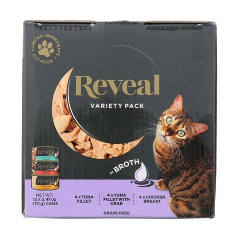 Reveal, Variety Pack Broth With Chicken Crab And Tuna Can Wet Cat Food, 29.64 Oz (Case Of 4)