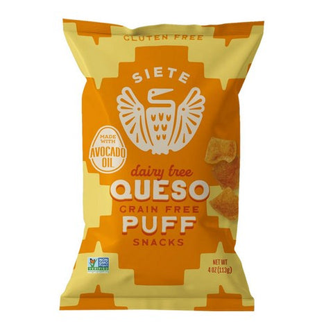 Siete, Queso Puffs Snacks Dairy free, 4 Oz (Case Of 6)