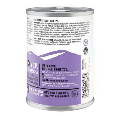 I And Love And You, Gobble It Up Stew Turkey Recipe For Dog Food, 13 Oz(Case Of 12) I And Love And You