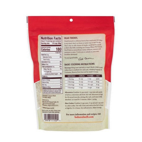 Bobs Red Mill, Organic Creamy Wheat Hot Cereal, 24 Oz(Case Of 4) Bobs Red Mill