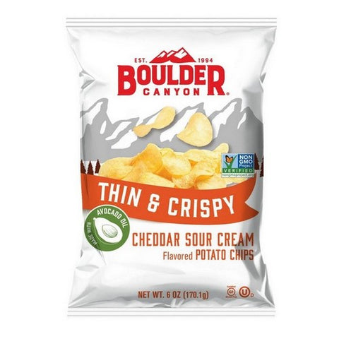 Boulder Canyon, Thin And Crispy Cheddar Sour Cream Kettle Chip, 6 Oz(Case Of 12)