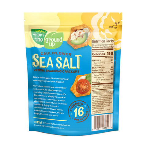 From The Ground Up, Cauliflower Snacking Crackers Sea Salt, 3.5 Oz(Case Of 6)